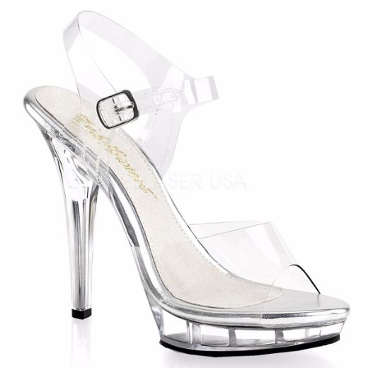 Product image of Fabulicious Lip-108 Clear/Clear, 5 inch (12.7 cm) Heel, 3/4 inch (1.9 cm) Platform Sandal Shoes