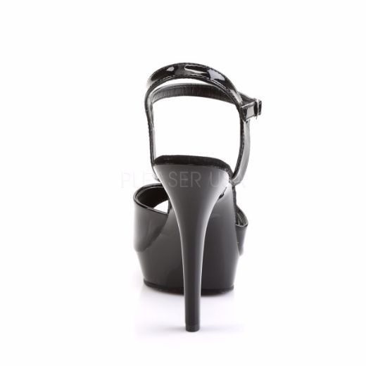 Product image of Fabulicious Lip-109 Black/Black, 5 inch (12.7 cm) Heel, 3/4 inch (1.9 cm) Platform Sandal Shoes
