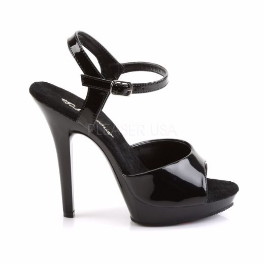 Product image of Fabulicious Lip-109 Black/Black, 5 inch (12.7 cm) Heel, 3/4 inch (1.9 cm) Platform Sandal Shoes