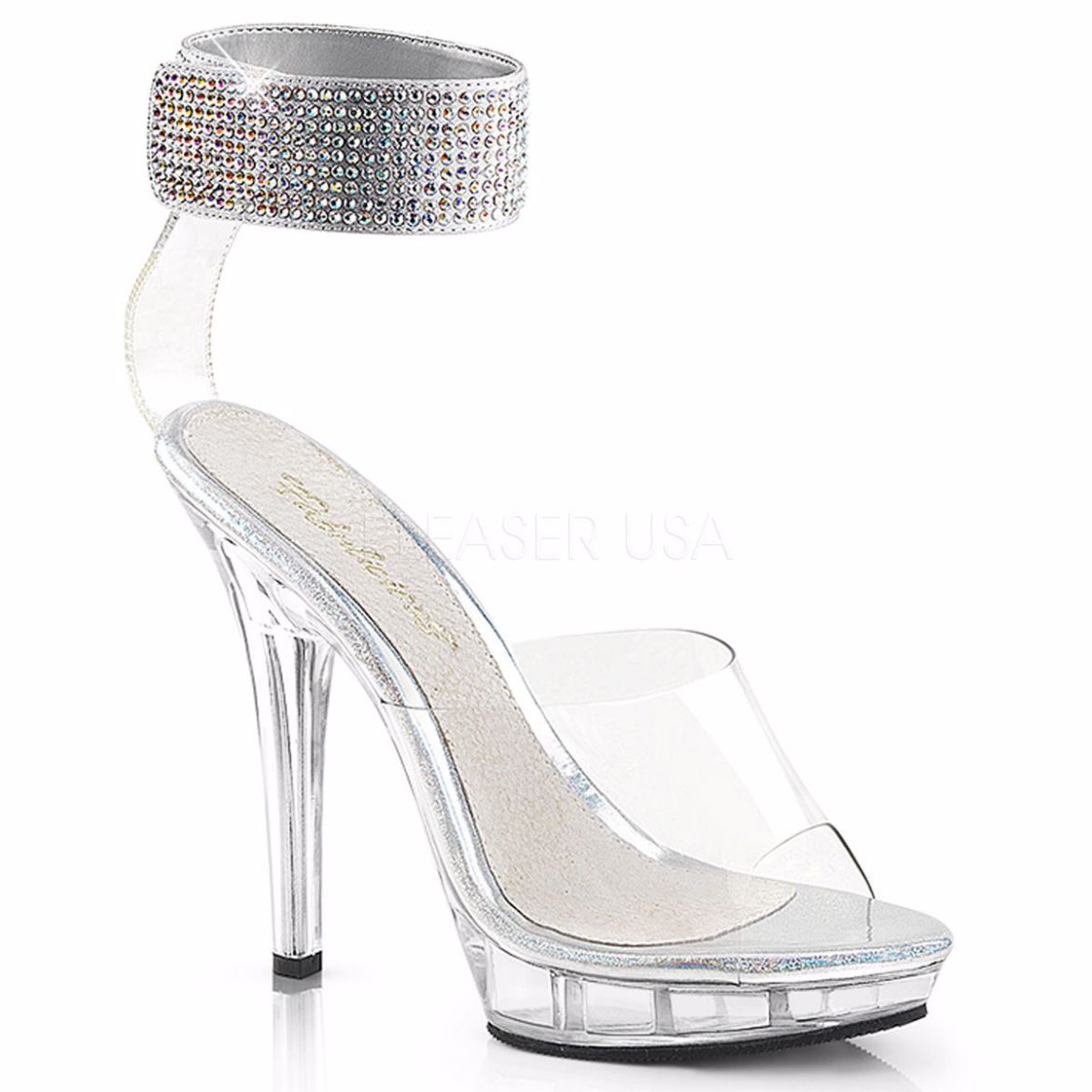Product image of Fabulicious Lip-142 Clear/Clear, 5 inch (12.7 cm) Heel, 3/4 inch (1.9 cm) Platform Sandal Shoes
