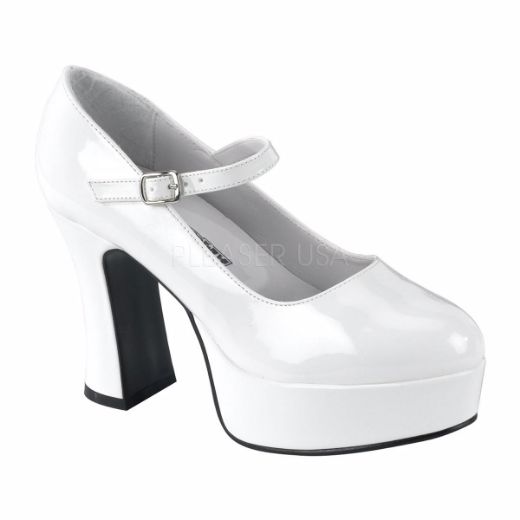 Product image of Funtasma Maryjane-50 White Patent, 4 inch (10.2 cm) Heel, 1 1/2 inch (3.8 cm) Platform Court Pump Shoes