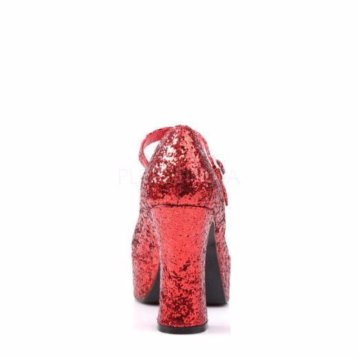 Product image of Funtasma Maryjane-50G Red Glitter, 4 inch (10.2 cm) Heel, 1 1/2 inch (3.8 cm) Platform Court Pump Shoes