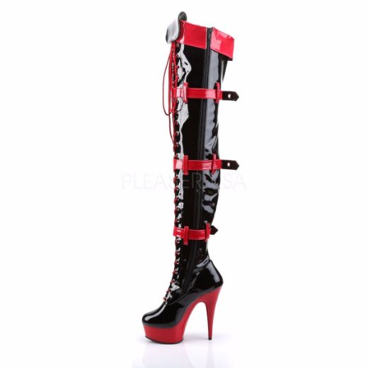 Product image of Funtasma Medic-3028 Black-Red Patent/Red, 6 inch (15.2 cm) Heel, 1 3/4 inch (4.4 cm) Platform Thigh High Boot
