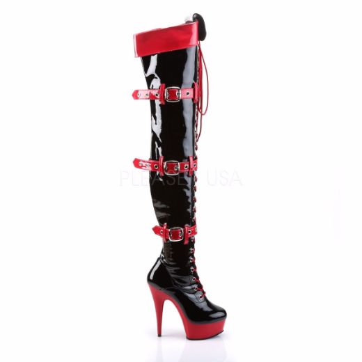 Product image of Funtasma Medic-3028 Black-Red Patent/Red, 6 inch (15.2 cm) Heel, 1 3/4 inch (4.4 cm) Platform Thigh High Boot