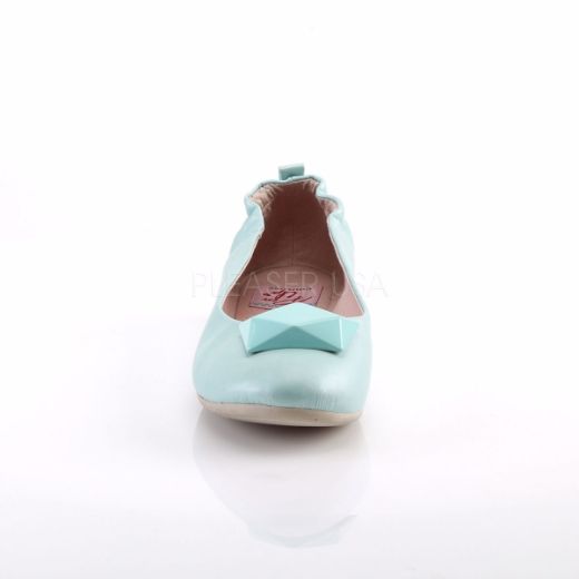 Product image of Pin Up Couture Olive-08 Aqua Faux Leather Flat Shoes