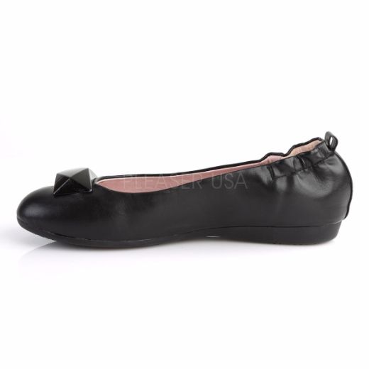 Product image of Pin Up Couture Olive-08 Black Faux Leather Flat Shoes