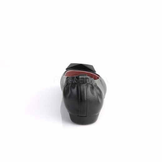 Product image of Pin Up Couture Olive-08 Black Faux Leather Flat Shoes