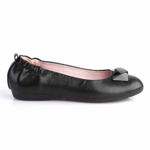 Product image of Pin Up Couture Olive-08 Black Faux Leather Flat Shoes
