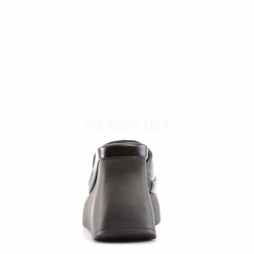 Product image of Demonia Pace-01 Black Vegan Leather, 4 1/2 inch (11.4 cm) Wedge Slide Mule Shoes