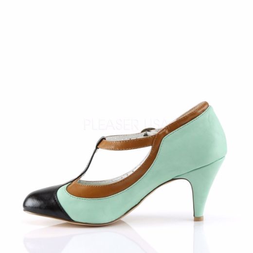 Product image of Pin Up Couture Peach-03 Mint Multi Faux Leather, 3 inch (7.6 cm) Heel T-Strap Court Pump Shoes