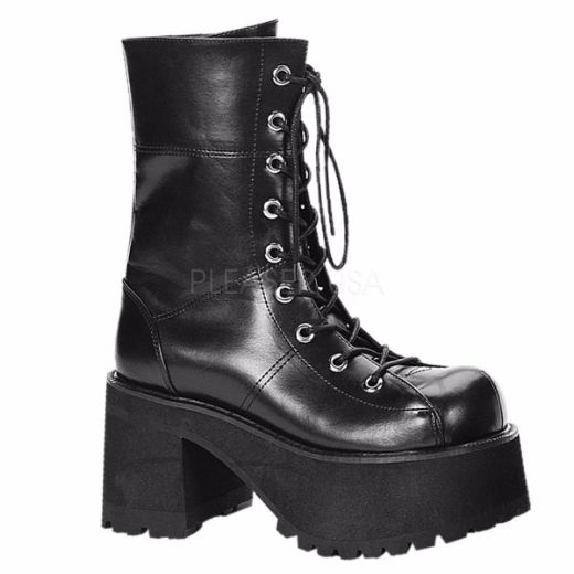 Product image of Demonia Ranger-301 Black Vegan Leather, 3 3/4 inch (9.5 cm) Heel Knee High Boot