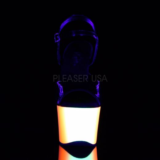 Product image of Pleaser Rainbow-309Uv Black Patent/Neon Multi, 7 inch (17.8 cm) Heel, 2 3/4 inch (7 cm) Platform Sandal Shoes