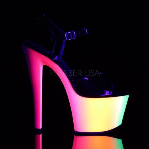 Product image of Pleaser Rainbow-309Uv Black Patent/Neon Multi, 7 inch (17.8 cm) Heel, 2 3/4 inch (7 cm) Platform Sandal Shoes