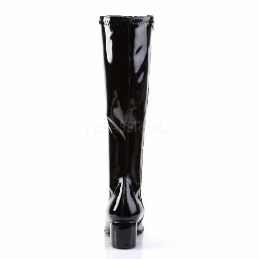 Product image of Funtasma Retro-300 Black Stretch Patent, 2 inch (5.1 cm) Heel Knee High Boot