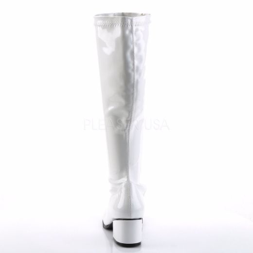 Product image of Funtasma Retro-300 White Stretch Patent, 2 inch (5.1 cm) Heel Knee High Boot