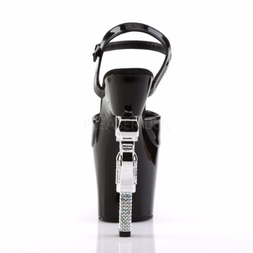 Product image of Pleaser Revolver-709 Black/Black, 7 inch (17.8 cm) Heel, 3 1/4 inch (8.3 cm) Platform Sandal Shoes