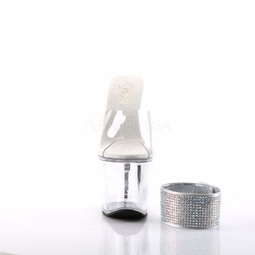 Product image of Pleaser Revolver-712 Clear/Clear, 7 inch (17.8 cm) Heel, 3 1/4 inch (8.3 cm) Platform Slide Mule Shoes