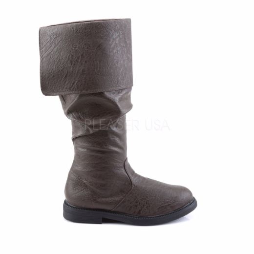 Product image of Funtasma Robinhood-100 Brown Distressed Pu, 1 inch (2.5 cm) Flat Heel Knee High Boot