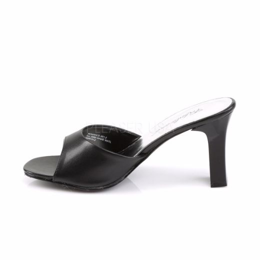 Product image of Fabulicious Romance-301-2 Black Pu, 3 1/4 inch (8.3 cm) Heel Slide Mule Shoes