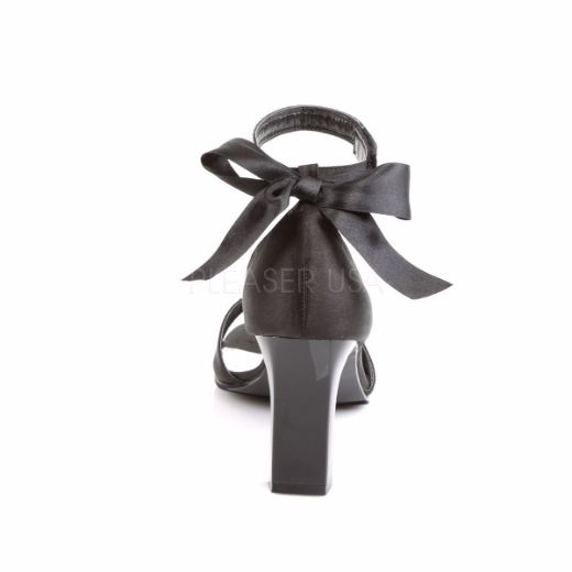 Product image of Fabulicious Romance-372 Black Satin, 3 1/4 inch (8.3 cm) Heel Sandal Shoes