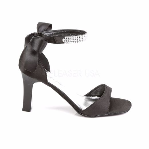 Product image of Fabulicious Romance-372 Black Satin, 3 1/4 inch (8.3 cm) Heel Sandal Shoes