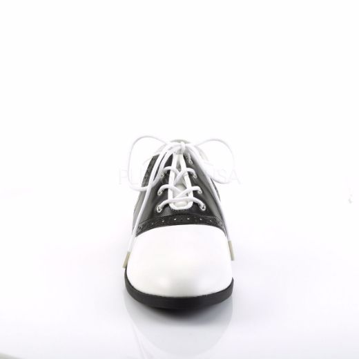 Product image of Funtasma Saddle-50 Black-White Pu, 3/4 inch (1.9 cm) Heel Court Pump Shoes