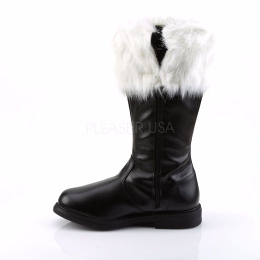 Product image of Funtasma Santa-100 Black Pu-White Faux Fur Knee High Boot