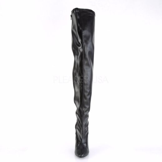 Product image of Pleaser Seduce-3000 Black Stretch Faux Leather, 5 inch (12.7 cm) Heel Thigh High Boot