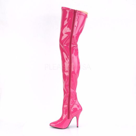 Product image of Pleaser Seduce-3000 Hot Pink Stretch Patent, 5 inch (12.7 cm) Heel Thigh High Boot