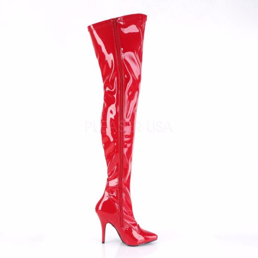 Product image of Pleaser Seduce-3000 Red Stretch Patent, 5 inch (12.7 cm) Heel Thigh High Boot