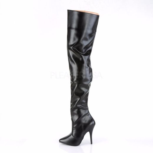 Product image of Pleaser Seduce-3010 Black Faux Leather, 5 inch (12.7 cm) Heel Thigh High Boot