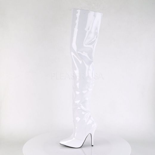 Product image of Pleaser Seduce-3010 White Patent, 5 inch (12.7 cm) Heel Thigh High Boot