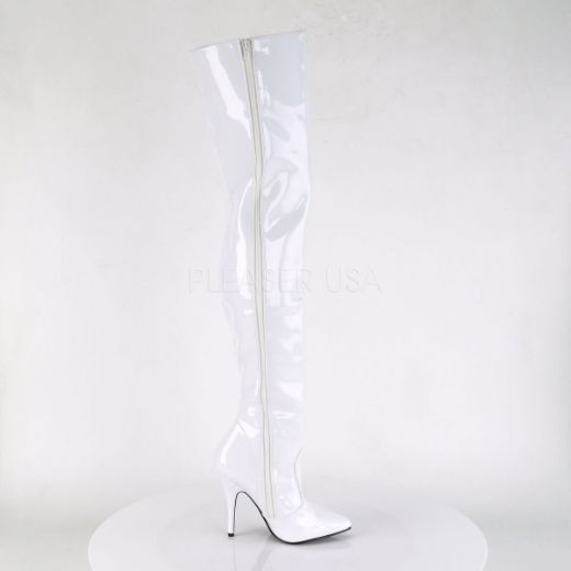 Product image of Pleaser Seduce-3010 White Patent, 5 inch (12.7 cm) Heel Thigh High Boot
