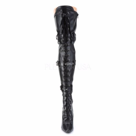 Product image of Pleaser Seduce-3028 Black Stretch Faux Leather, 5 inch (12.7 cm) Heel Thigh High Boot