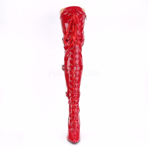 Product image of Pleaser Seduce-3028 Red Stretch Patent, 5 inch (12.7 cm) Heel Thigh High Boot