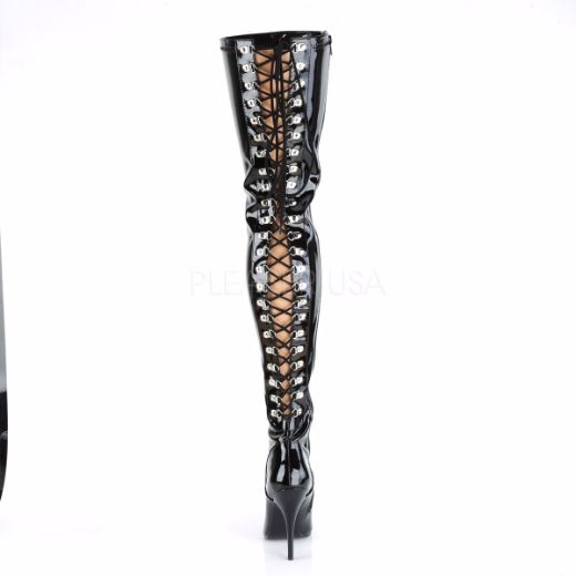 Product image of Pleaser Seduce-3063 Black Stretch Patent, 5 inch (12.7 cm) Heel Thigh High Boot