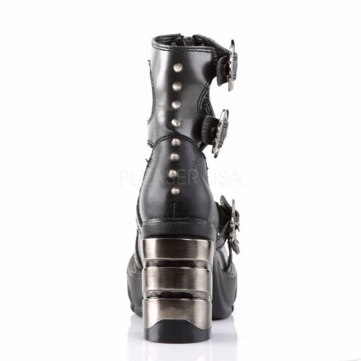Product image of Demonia Sinister-61 Dark Gray-Black Vegan Leather, 3 1/2 inch (8.9 cm) Heel, 1 1/2 inch (3.8 cm) Platform Ankle Boot