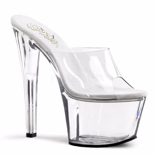 Product image of Pleaser Sky-301 Clear/Clear, 7 inch (17.8 cm) Heel, 2 3/4 inch (7 cm) Platform Slide Mule Shoes