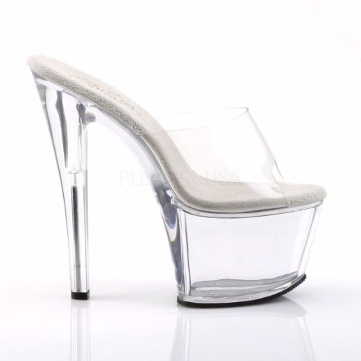 Product image of Pleaser Sky-301 Clear/Clear, 7 inch (17.8 cm) Heel, 2 3/4 inch (7 cm) Platform Slide Mule Shoes