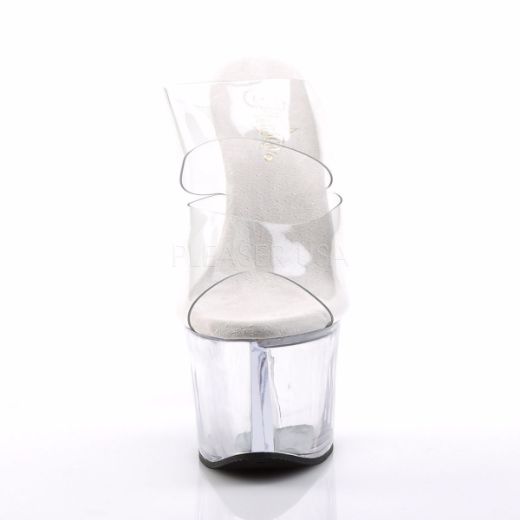 Product image of Pleaser Sky-302 Clear/Clear, 7 inch (17.8 cm) Heel, 2 3/4 inch (7 cm) Platform Slide Mule Shoes