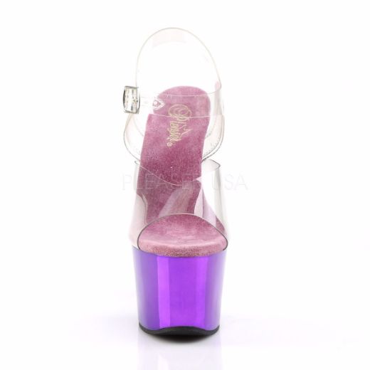 Product image of Pleaser Sky-308 Clear/Purple Chrome, 7 inch (17.8 cm) Heel, 2 3/4 inch (7 cm) Platform Sandal Shoes