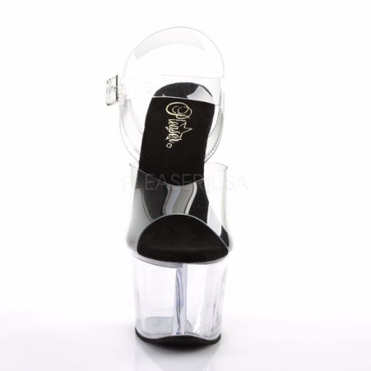 Product image of Pleaser Sky-308 Clear-Black/Clear, 7 inch (17.8 cm) Heel, 2 3/4 inch (7 cm) Platform Sandal Shoes
