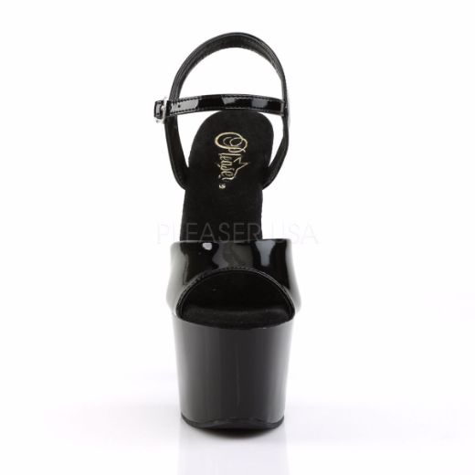 Product image of Pleaser Sky-309 Black Patent/Black, 7 inch (17.8 cm) Heel, 2 3/4 inch (7 cm) Platform Sandal Shoes