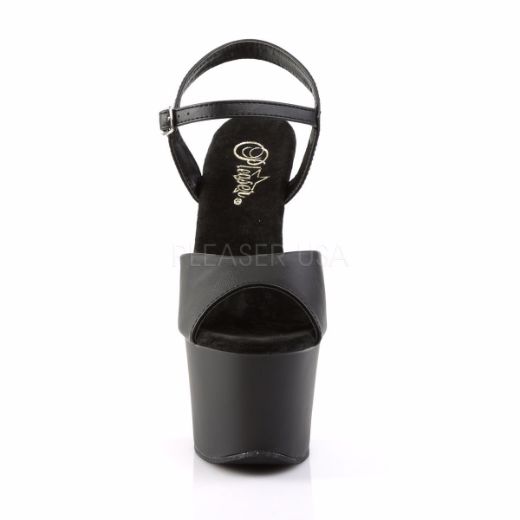 Product image of Pleaser Sky-309 Black Faux Leather/Black Matte, 7 inch (17.8 cm) Heel, 2 3/4 inch (7 cm) Platform Sandal Shoes