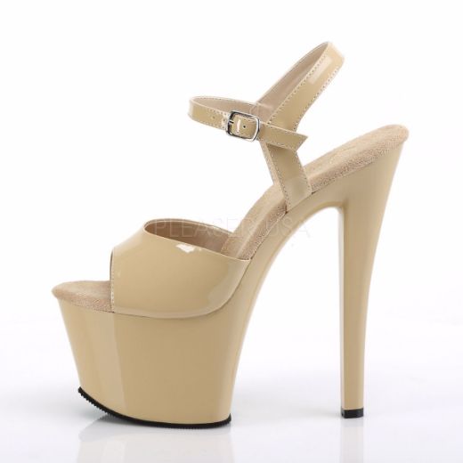 Product image of Pleaser Sky-309 Cream Patent/Cream, 7 inch (17.8 cm) Heel, 2 3/4 inch (7 cm) Platform Sandal Shoes