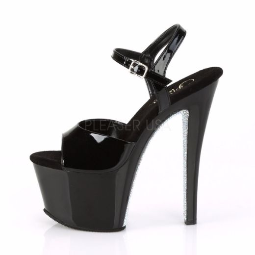 Product image of Pleaser Sky-309Crs Black/Black-Silver Ab Rhinestonetn, 7 inch (17.8 cm) Heel, 2 3/4 inch (7 cm) Platform Sandal Shoes