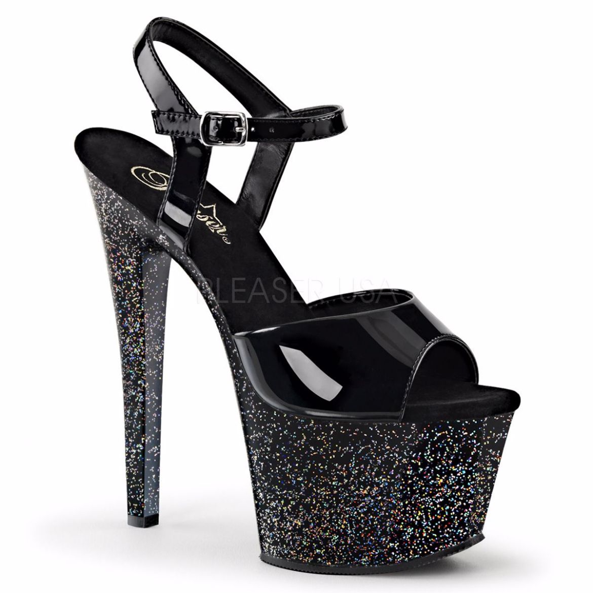 Product image of Pleaser Sky-309Mg Black/Black, 7 inch (17.8 cm) Heel, 2 3/4 inch (7 cm) Platform Sandal Shoes