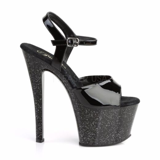 Product image of Pleaser Sky-309Mg Black/Black, 7 inch (17.8 cm) Heel, 2 3/4 inch (7 cm) Platform Sandal Shoes