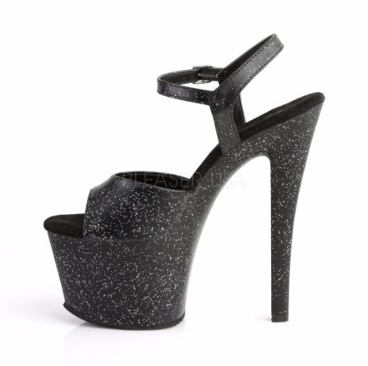 Product image of Pleaser Sky-309Mmg Black Faux Leather/Black Matte, 7 inch (17.8 cm) Heel, 2 3/4 inch (7 cm) Platform Sandal Shoes