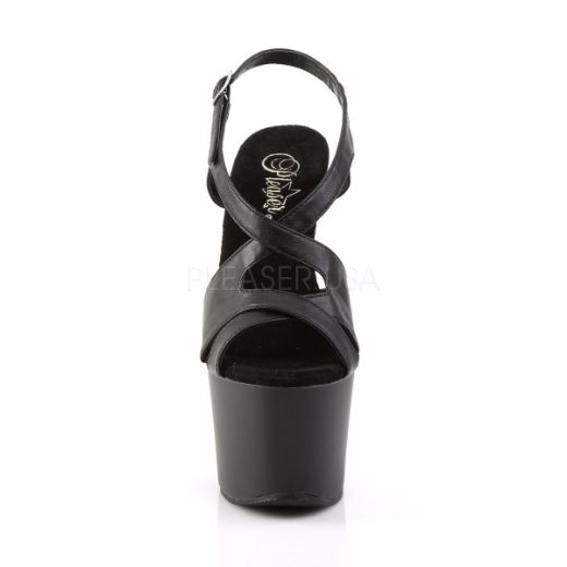 Product image of Pleaser Sky-330 Black Faux Leather/Black Matte, 7 inch (17.8 cm) Heel, 2 3/4 inch (7 cm) Platform Sandal Shoes